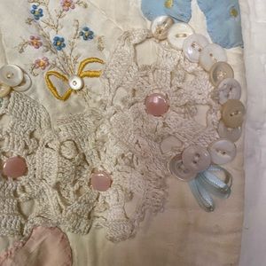 Vintage 80s 90s Quilted Crochet Embellished Vest